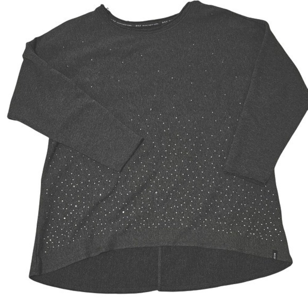 Marc New York Black Sweatshirt with jewel embellishments and raw hem Size 1x
